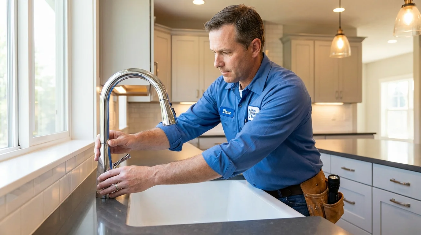 Kitchen faucet installation by Johns Plumbing LLC in Bucksport